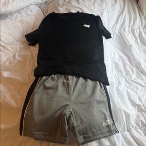 New Balance Black Tee and Gray Shorts Combo